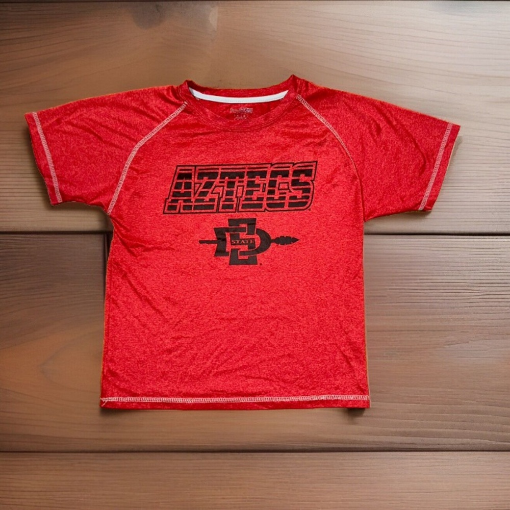 San Diego State University Aztecs Pullover Performance Red Tee Shirt Boys 8 / 10